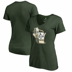 Giannis Antetokounmpo Milwaukee Bucks Women's Player State V-Neck T-Shirt Hunter Green - NBA