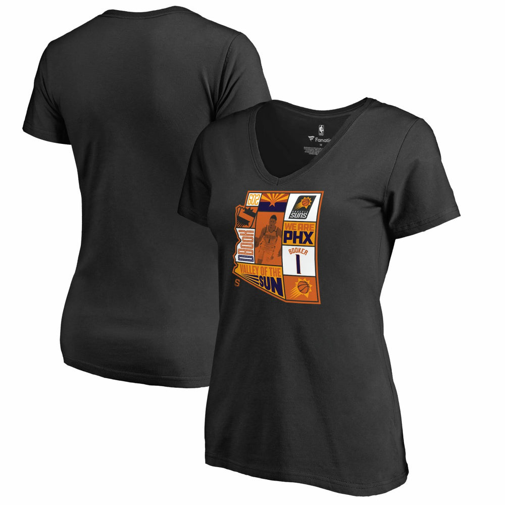 Devin Booker Phoenix Suns Women's Player State V-Neck T-Shirt Black - NBA