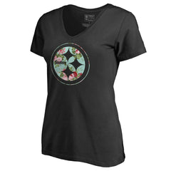 Pittsburgh Steelers Women's Lovely V-Neck T-Shirt Black | NFL