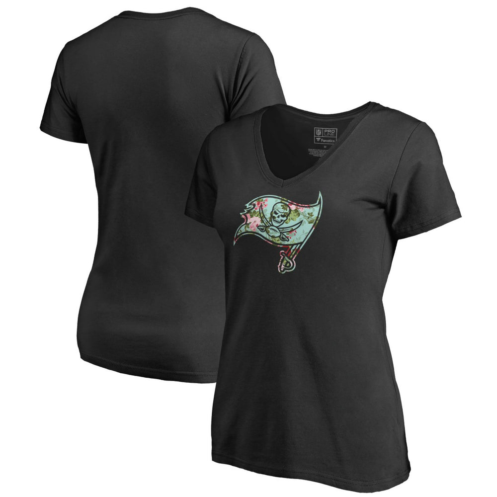 Tampa Bay Buccaneers Women's Lovely V-Neck T-Shirt Black | NFL