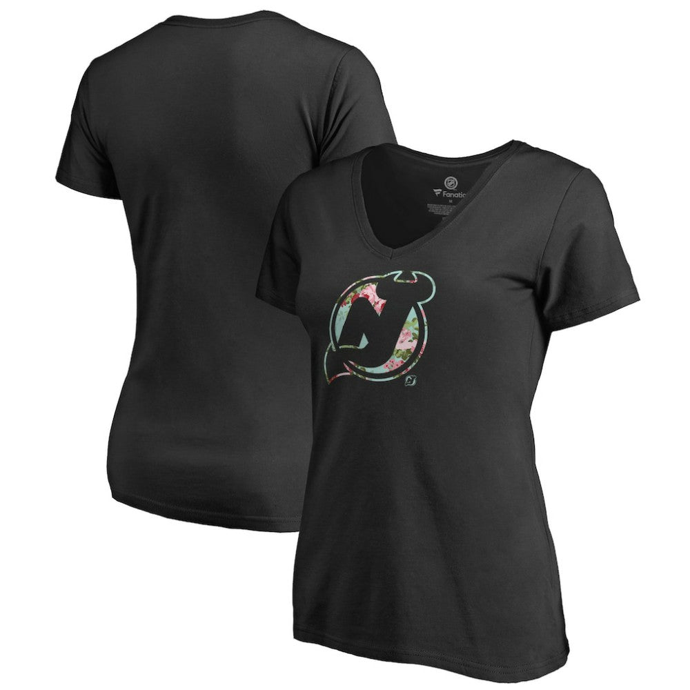 New Jersey Devils Women's Lovely V-Neck T-Shirt - Black - NHL