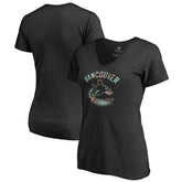 Vancouver Canucks Women's Lovely V-Neck T-Shirt - Black - NHL