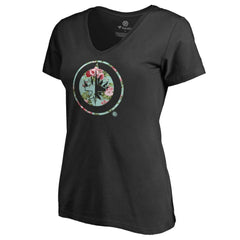 Winnipeg Jets Women's Lovely V-Neck T-Shirt - Black - NHL