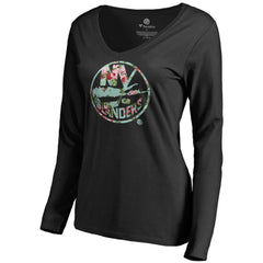 New York Islanders Women's Lovely Long Sleeve V-Neck T-Shirt - Black - NHL