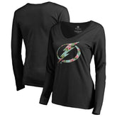 Tampa Bay Lightning Women's Lovely Long Sleeve V-Neck T-Shirt - Black - NHL