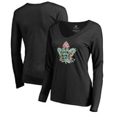 Toronto Maple Leafs Women's Lovely Long Sleeve V-Neck T-Shirt - Black - NHL