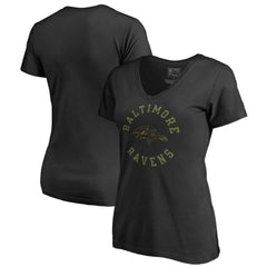 Baltimore Ravens Women's Camo Collection Liberty V-Neck T-Shirt Black | NFL