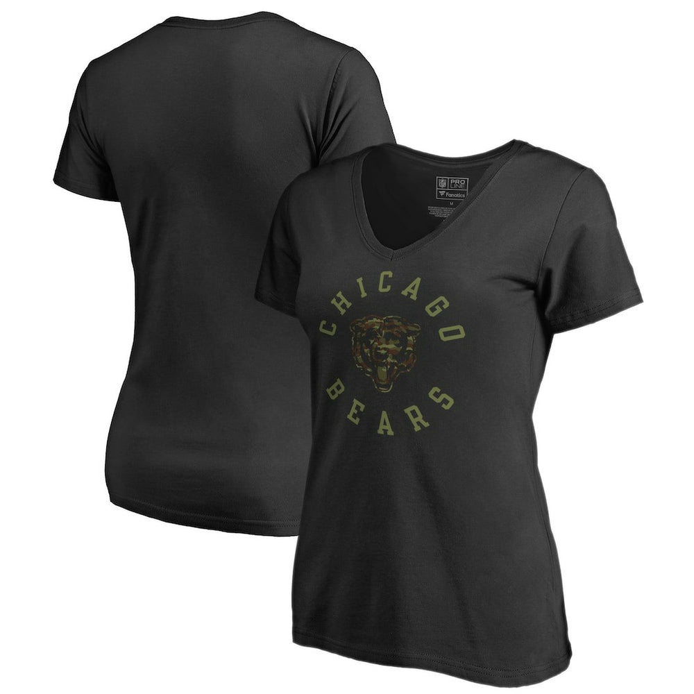 Chicago Bears Women's Camo Collection Liberty V-Neck T-Shirt Black | NFL