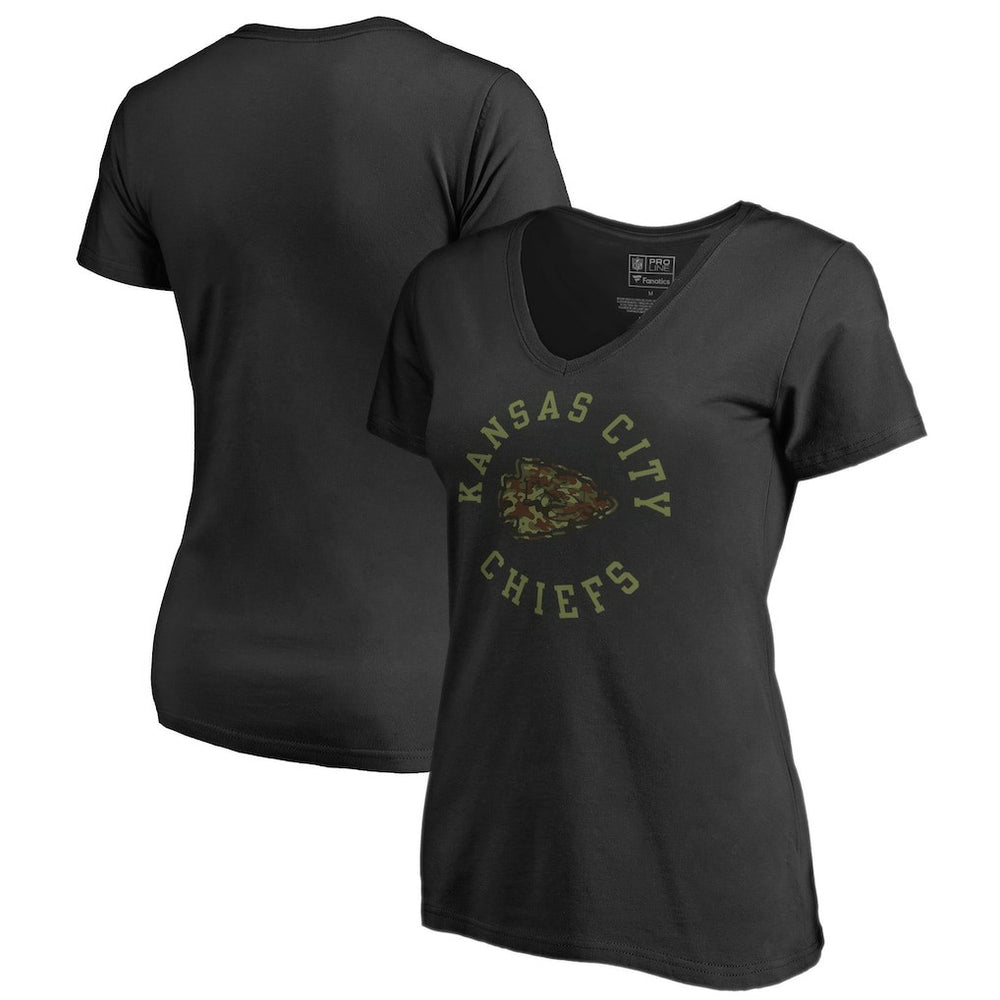 Kansas City Chiefs Women's Camo Collection Liberty V-Neck T-Shirt Black | NFL