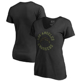 Los Angeles Chargers Women's Camo Collection Liberty V-Neck T-Shirt Black | NFL
