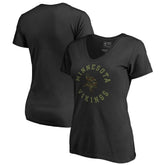 Minnesota Vikings Women's Camo Collection Liberty V-Neck T-Shirt Black | NFL