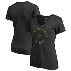 New Orleans Saints Women's Camo Collection Liberty V-Neck T-Shirt Black | NFL