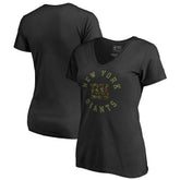 New York Giants Women's Camo Collection Liberty V-Neck T-Shirt Black | NFL