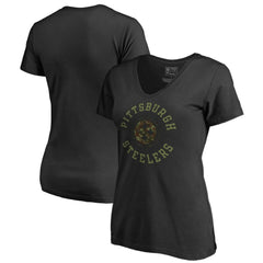 Pittsburgh Steelers Women's Camo Collection Liberty V-Neck T-Shirt Black | NFL