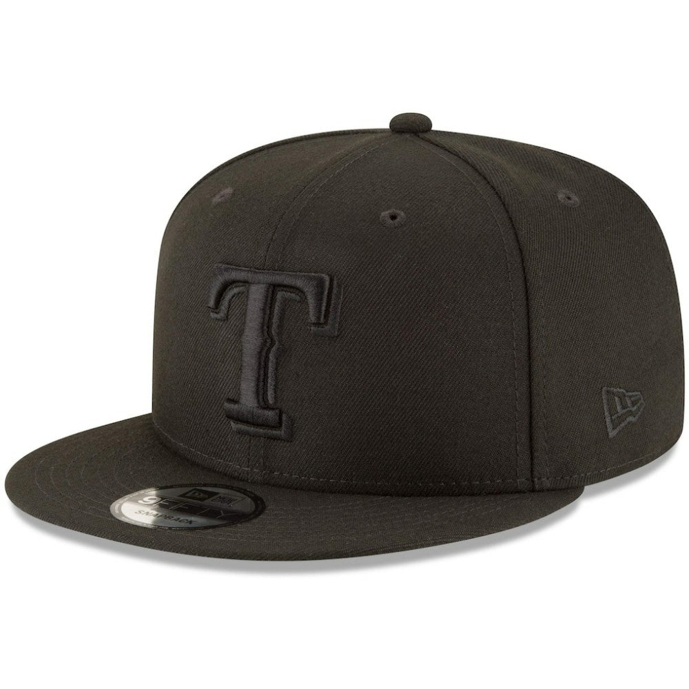 Texas Rangers New Era Black on Black 9FIFTY Team Snapback Adjustable Hat - MLB