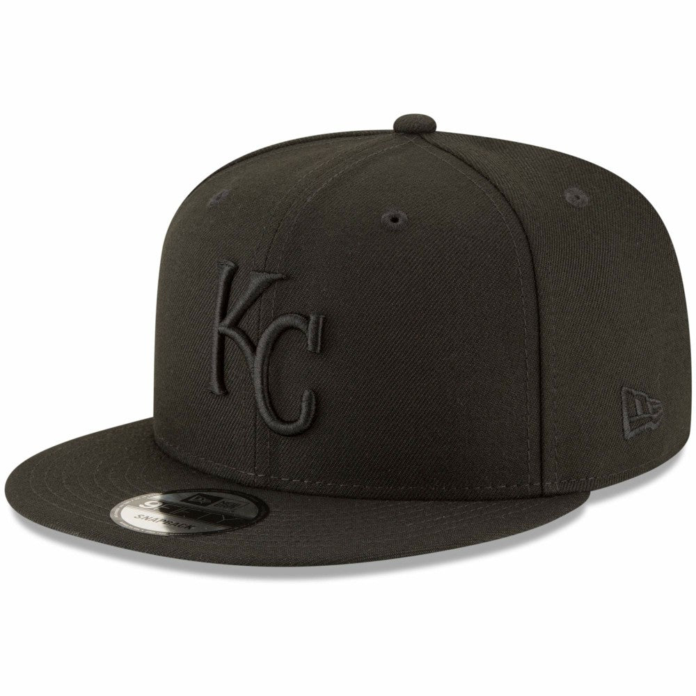Kansas City Royals New Era Black on Black 9FIFTY Team Snapback Adjustable Hat - MLB