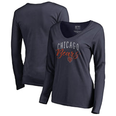 Chicago Bears Women's Graceful Long Sleeve V-Neck T-Shirt Navy | NFL