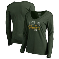 Green Bay Packers Women's Graceful Long Sleeve V-Neck T-Shirt Green | NFL