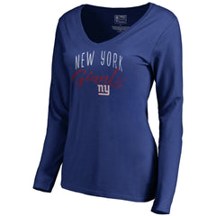 New York Giants Women's Graceful Long Sleeve V-Neck T-Shirt Royal | NFL