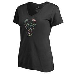 Milwaukee Bucks Lovely V-Neck T-Shirt Black - NBA