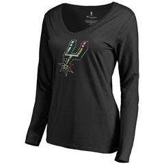 San Antonio Spurs Women's Lovely V-Neck Long Sleeve T-Shirt Black - NBA