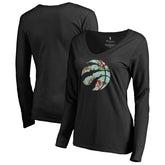 Toronto Raptors Women's Lovely V-Neck Long Sleeve T-Shirt Black - NBA