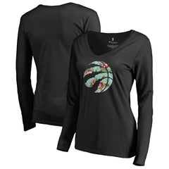 Toronto Raptors Women's Lovely V-Neck Long Sleeve T-Shirt Black - NBA