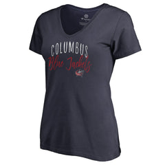 Columbus Blue Jackets Women's Graceful V-Neck T-Shirt - Navy - NHL