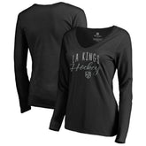 Los Angeles Kings Women's Graceful Long Sleeve V-Neck T-Shirt - Black - NHL