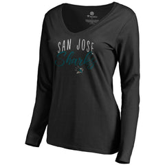 San Jose Sharks Women's Graceful Long Sleeve V-Neck T-Shirt - Black - NHL