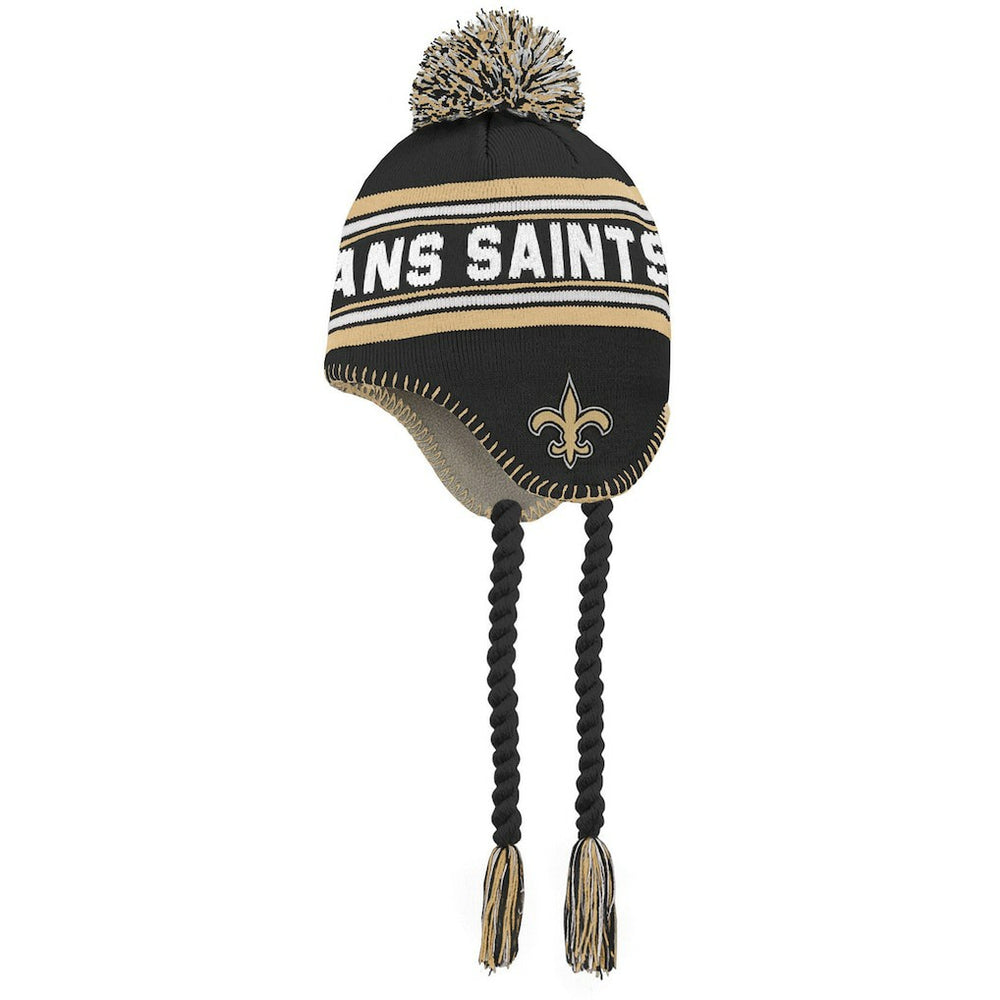 New Orleans Saints Preschool Jacquard Tassel Knit Hat with Pom Black/Gold | NFL