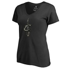Cleveland Cavaliers Women's Cloak Camo V-Neck T-Shirt Black - NBA