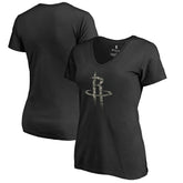 Houston Rockets Women's Cloak Camo V-Neck T-Shirt Black - NBA