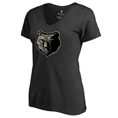 Memphis Grizzlies Women's Cloak Camo V-Neck T-Shirt Black - NBA