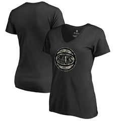 New York Knicks Women's Cloak Camo V-Neck T-Shirt Black - NBA