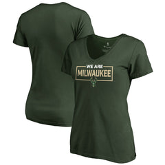 Milwaukee Bucks Women's We Are Iconic Collection V-Neck T-Shirt Green - NBA