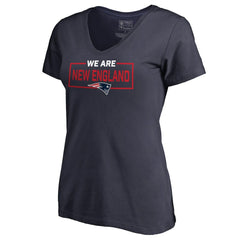 New England Patriots Women's We Are Icon V-Neck T-Shirt Navy | NFL