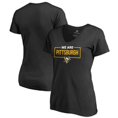 Pittsburgh Penguins Women's Iconic Collection V-Neck T-Shirt - Black - NHL