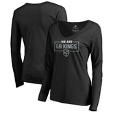 Los Angeles Kings Women's Iconic Collection We Are Long Sleeve V-Neck T-Shirt - Black - NHL