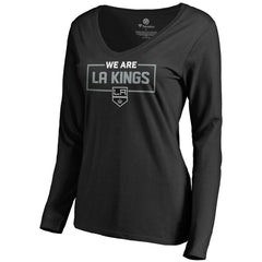 Los Angeles Kings Women's Iconic Collection We Are Long Sleeve V-Neck T-Shirt - Black - NHL