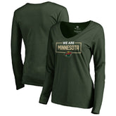 Minnesota Wild Women's Iconic Collection We Are Long Sleeve V-Neck T-Shirt - Green - NHL