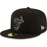 Miami Heat Black & White Logo 59FIFTY Fitted Hat Black - NBA