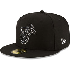 Miami Heat Black & White Logo 59FIFTY Fitted Hat Black - NBA