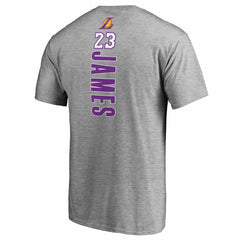 LeBron James Los Angeles Lakers Backer Name & Number T-Shirt Heather Gray - NBA