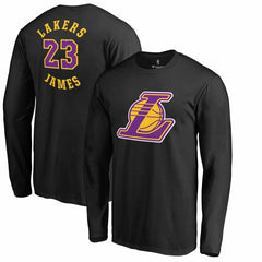 LeBron James Los Angeles Lakers Round About Name & Number Long Sleeve T-Shirt Black - NBA