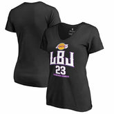 LeBron James Los Angeles Lakers Women's Hometown Collection LBJ V-Neck T-Shirt Black - NBA