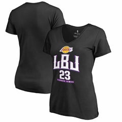 LeBron James Los Angeles Lakers Women's Hometown Collection LBJ V-Neck T-Shirt Black - NBA