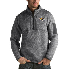 Baltimore Ravens Antigua Fortune Big & Tall Quarter-Zip Pullover Jacket Charcoal | NFL