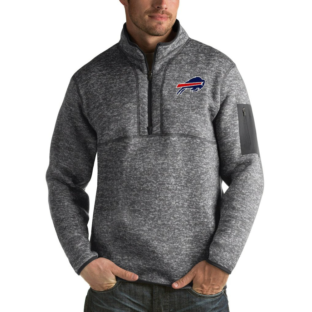 Buffalo Bills Antigua Fortune Big & Tall Quarter-Zip Pullover Jacket Charcoal | NFL