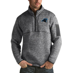 Carolina Panthers Antigua Fortune Big & Tall Quarter-Zip Pullover Jacket Charcoal | NFL